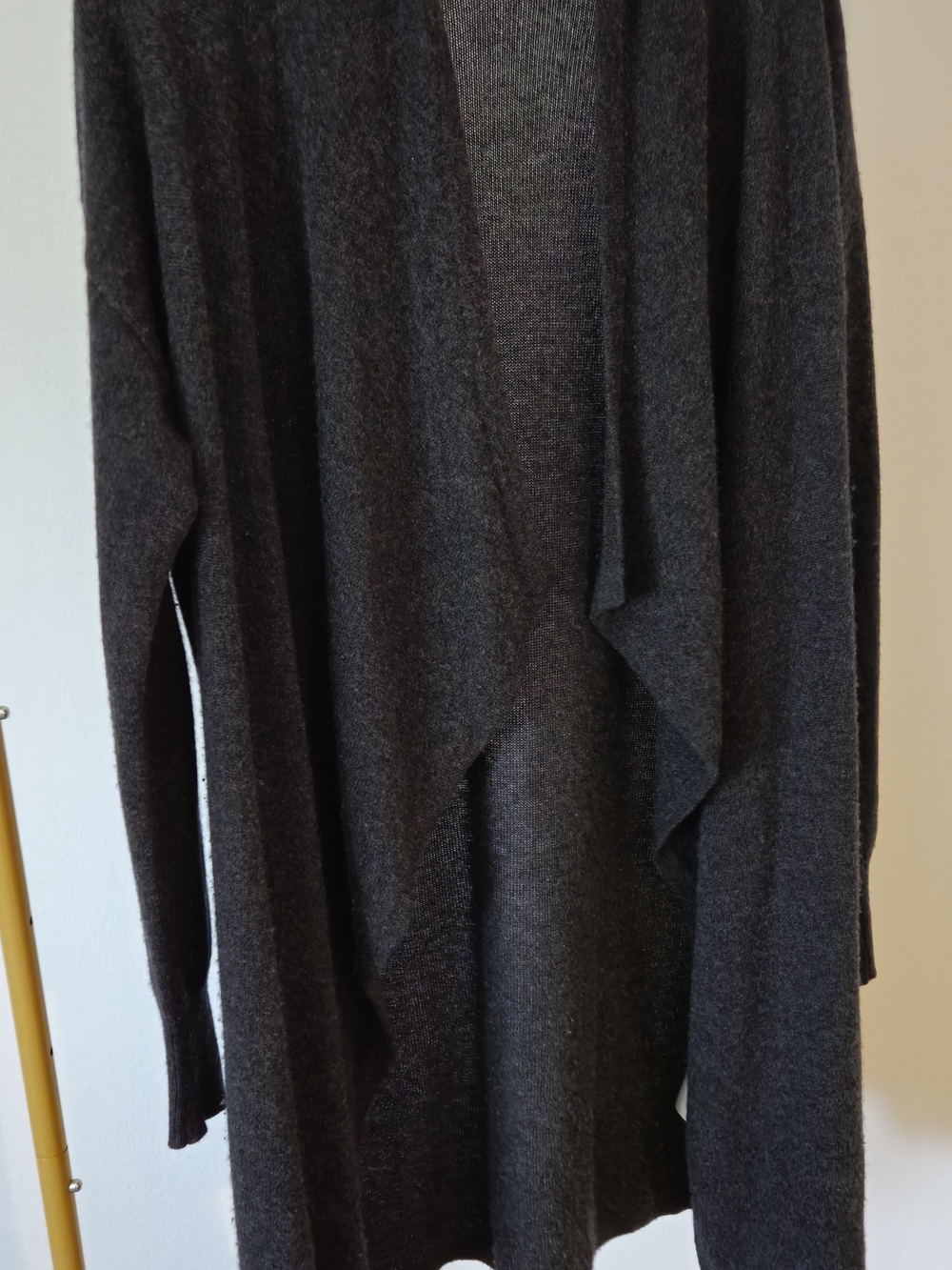 Womens Cashmete Dark Charcoal Open-Front Sweater Cardigan
